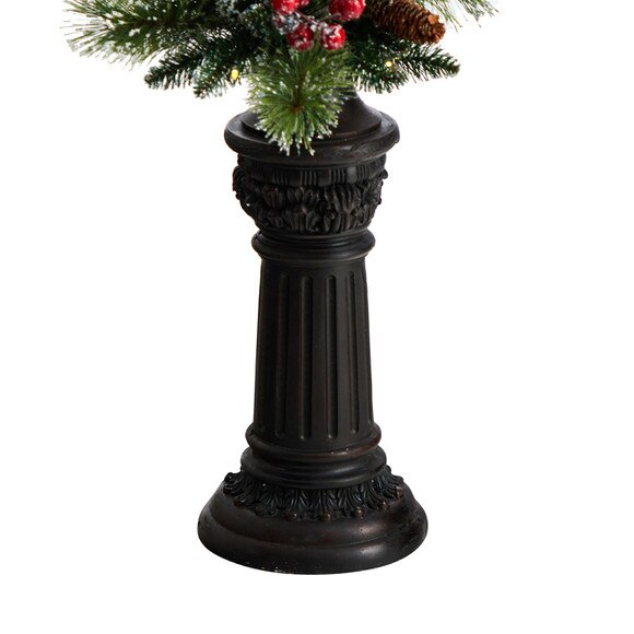 5 Holiday Decorated Lamp Post with Greenery Berries and 30 LED Lights - SKU #D1030 - 4