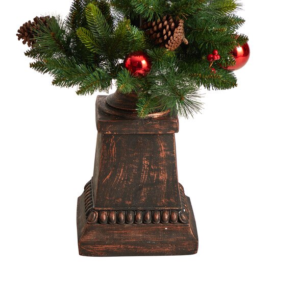 5 Holiday Decorated Lamp Post with Greenery Ornaments and 50 LED Lights - SKU #D1031 - 5