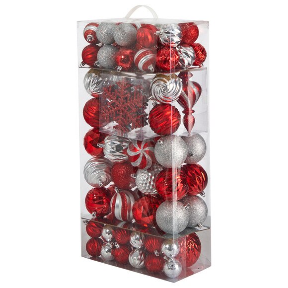 Holiday Deluxe Shatterproof 81 Count Christmas Tree Ornament Box Set Re-Useable Container - SKU #D1035 - 2
