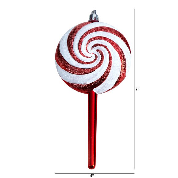 7 Candy Cane Lollipop Holiday Deluxe Christmas Shatterproof Ornament Set of 4 - SKU #D1049 - 1