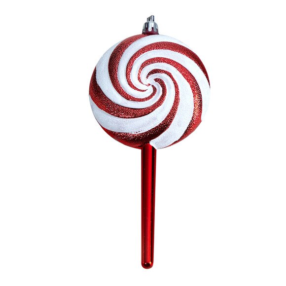 7 Candy Cane Lollipop Holiday Deluxe Christmas Shatterproof Ornament Set of 4 - SKU #D1049 - 2