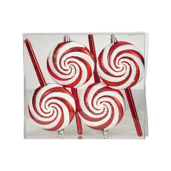 7 Candy Cane Lollipop Holiday Deluxe Christmas Shatterproof Ornament Set of 4 - SKU #D1049 - 3