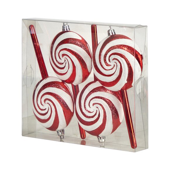 7 Candy Cane Lollipop Holiday Deluxe Christmas Shatterproof Ornament Set of 4 - SKU #D1049 - 4