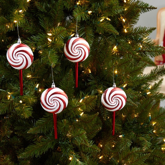 7 Candy Cane Lollipop Holiday Deluxe Christmas Shatterproof Ornament Set of 4 - SKU #D1049 - 5