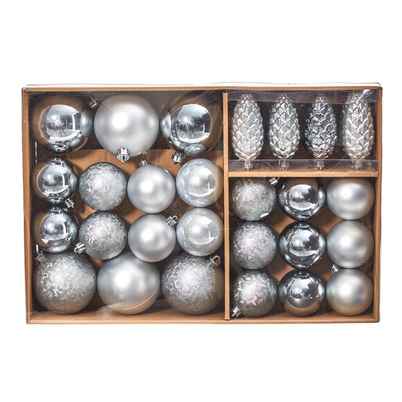 Holiday Christmas 23 Count Lux Shatterproof Ornament Set with Re-Usable Storage Container - SKU #D1053-SV - 2