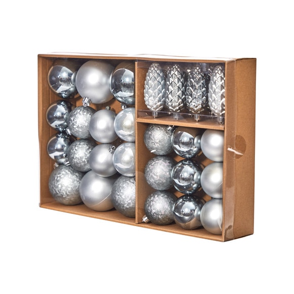 Holiday Christmas 23 Count Lux Shatterproof Ornament Set with Re-Usable Storage Container - SKU #D1053-SV - 3