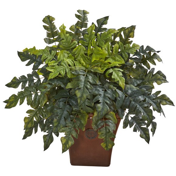 28 Holly Fern Artificial Plant in Brown Planter - SKU #P1095