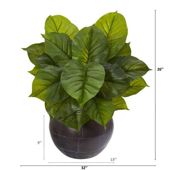 26 Large Philodendron Artificial Plant in Metal Bowl Real Touch - SKU #P1114 - 1