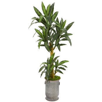 68 Yucca Artificial Plant in Copper Trimmed Metal Planter - SKU #P1236