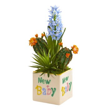 15 Hyacinth and Succulent Artificial Plant in New Baby Planter - SKU #P1299