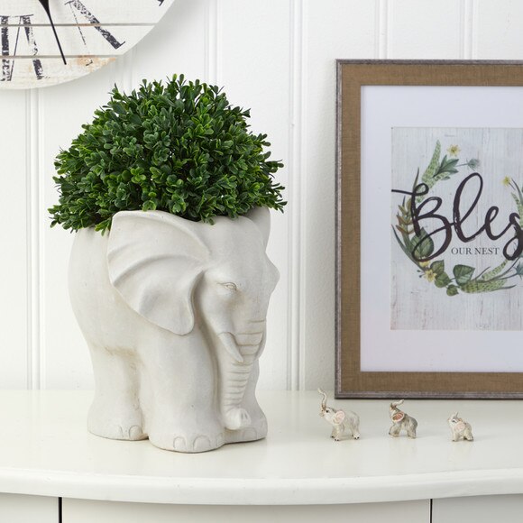 16 Boxwood Topiary Artificial Plant in Elephant Shaped Planter UV Resistant Indoor/Outdoor - SKU #P1385 - 2