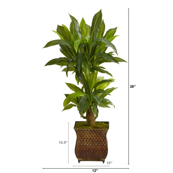 38 Corn Stalk Dracaena Artificial Plant in Metal Planter Real Touch - SKU #P1418 - 1