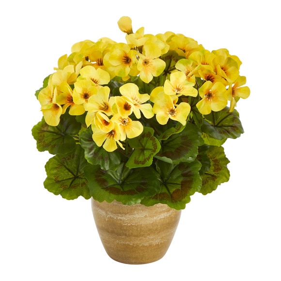 11 Geranium Artificial Plant in Ceramic Planter UV Resistant Indoor/Outdoor - SKU #P1442 - 3