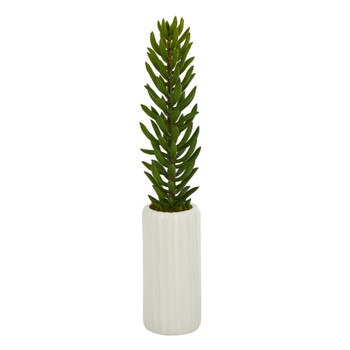19 Succulent Artificial Plant in White Planter - SKU #P1482