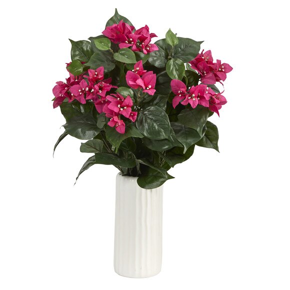 18 Bougainvillea Artificial Plant in White Planter - SKU #P1550