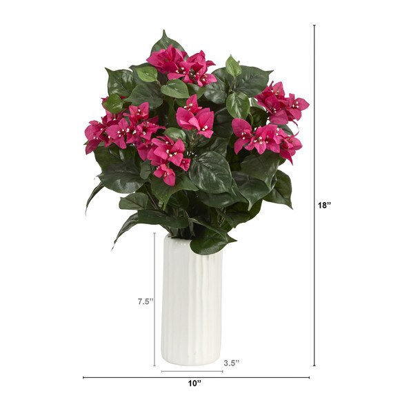 18 Bougainvillea Artificial Plant in White Planter - SKU #P1550 - 1