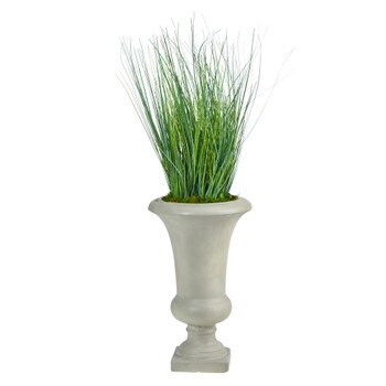 30 Onion Grass Artificial Plant in Sand Colored Urn - SKU #P1559