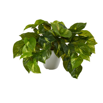9 Pothos Artificial Plant in White Planter Real Touch - SKU #P1648