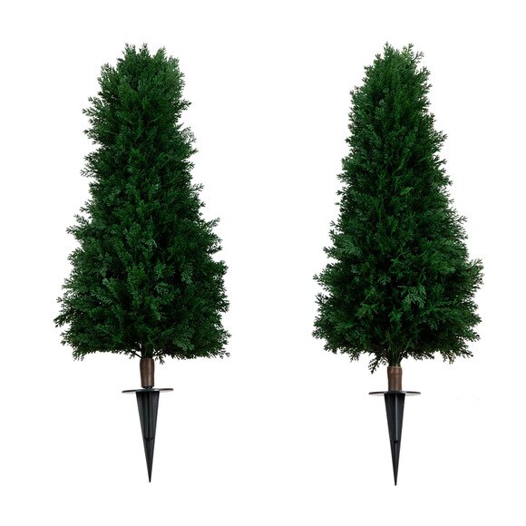 3 UV Resistant Artificial Cedar Plant with Integrated Ground Stake Indoor/Outdoor - Set of 2 - SKU #P1972