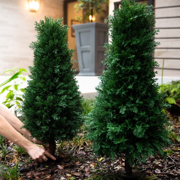 3 UV Resistant Artificial Cedar Plant with Integrated Ground Stake Indoor/Outdoor - Set of 2 - SKU #P1972 - 7