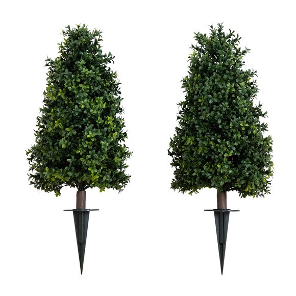 2.5 UV Resistant Artificial Boxwood Plant with Integrated Ground Stake Indoor/Outdoor - Set of 2 - SKU #P1973