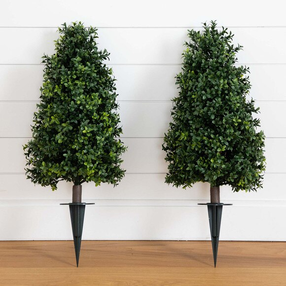 2.5 UV Resistant Artificial Boxwood Plant with Integrated Ground Stake Indoor/Outdoor - Set of 2 - SKU #P1973 - 6