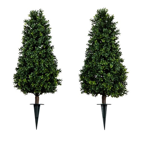 3 UV Resistant Artificial Boxwood Plant with Integrated Ground Stake Indoor/Outdoor - Set of 2 - SKU #P1974