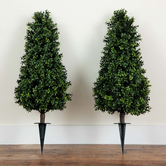 3 UV Resistant Artificial Boxwood Plant with Integrated Ground Stake Indoor/Outdoor - Set of 2 - SKU #P1974 - 4