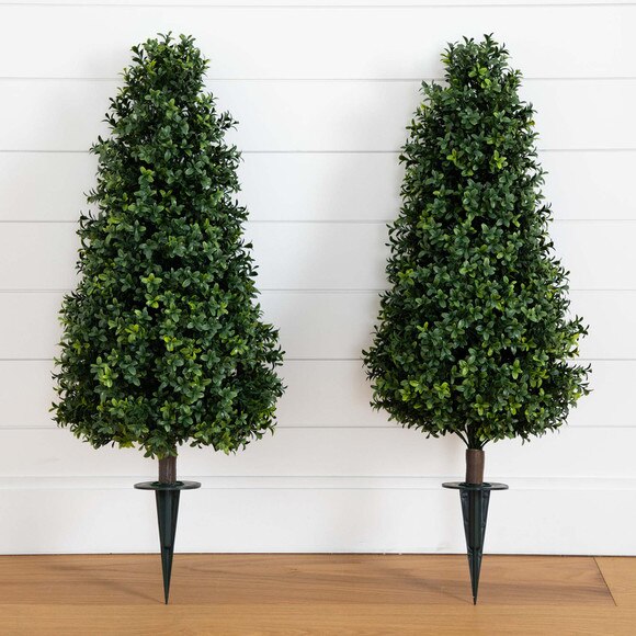 3 UV Resistant Artificial Boxwood Plant with Integrated Ground Stake Indoor/Outdoor - Set of 2 - SKU #P1974 - 5