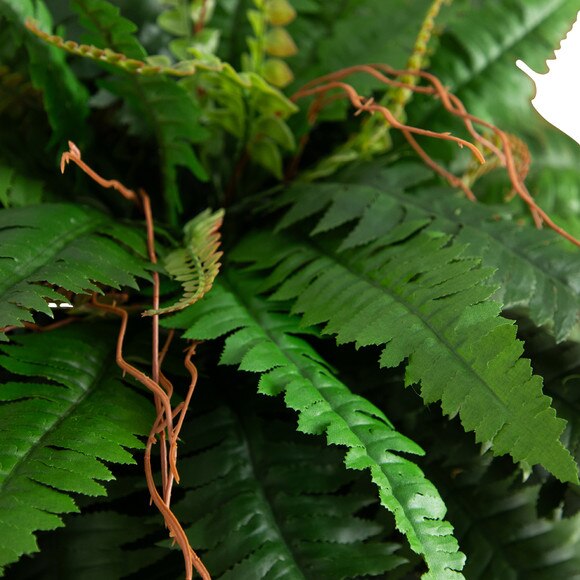 35 Artificial Boston Fern in Brass Metal Planter with Stand - SKU #P2045 - 2