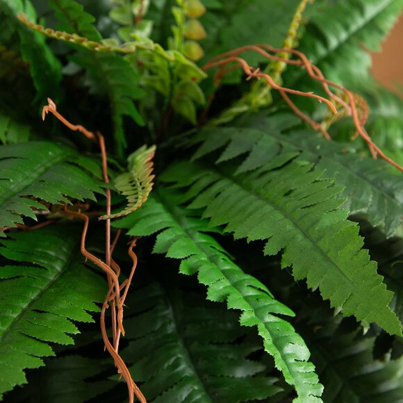 35 Artificial Boston Fern in Brass Metal Planter with Stand - SKU #P2045 - 3