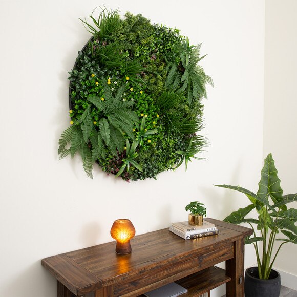 40 UV Resistant Almafi Coast Artificial Living Wall Art Panel in Black Aluminum Frame - SKU #P2103 - 7