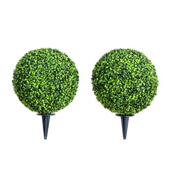 14 Artificial Boxwood Ball Topiary with Integrated Ground Stake UV Resistant - SKU #P2107