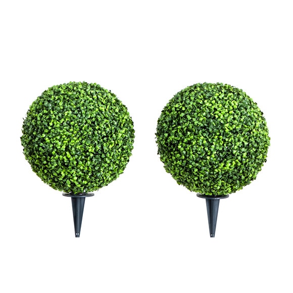 14 Artificial Boxwood Ball Topiary with Integrated Ground Stake UV Resistant - SKU #P2107