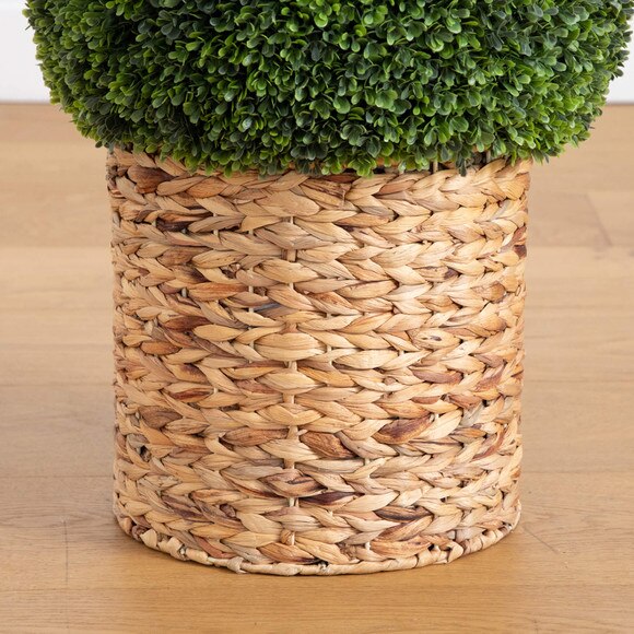24 UV Resistant Artificial Boxwood Ball Topiary in Hyacinth Weave Basket Indoor/Outdoor - SKU #P2137 - 3
