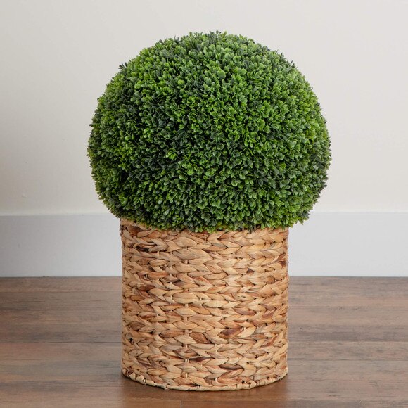 24 UV Resistant Artificial Boxwood Ball Topiary in Hyacinth Weave Basket Indoor/Outdoor - SKU #P2137 - 8