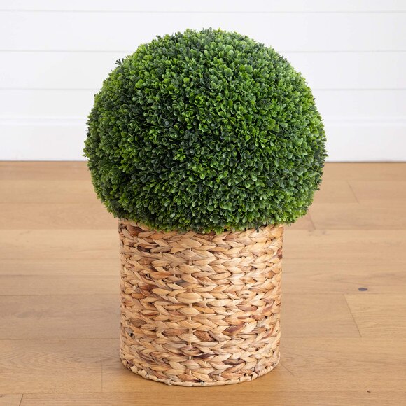24 UV Resistant Artificial Boxwood Ball Topiary in Hyacinth Weave Basket Indoor/Outdoor - SKU #P2137 - 9