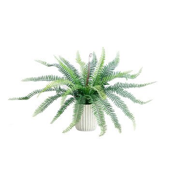 16 Artificial Boston Fern Plant in Decorative Cement Planter - SKU #P2138