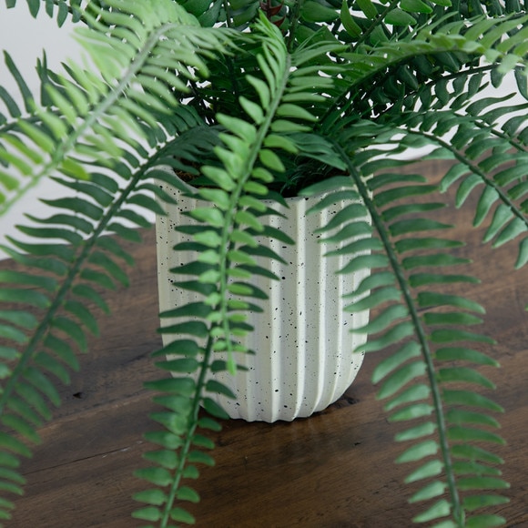 16 Artificial Boston Fern Plant in Decorative Cement Planter - SKU #P2138 - 5