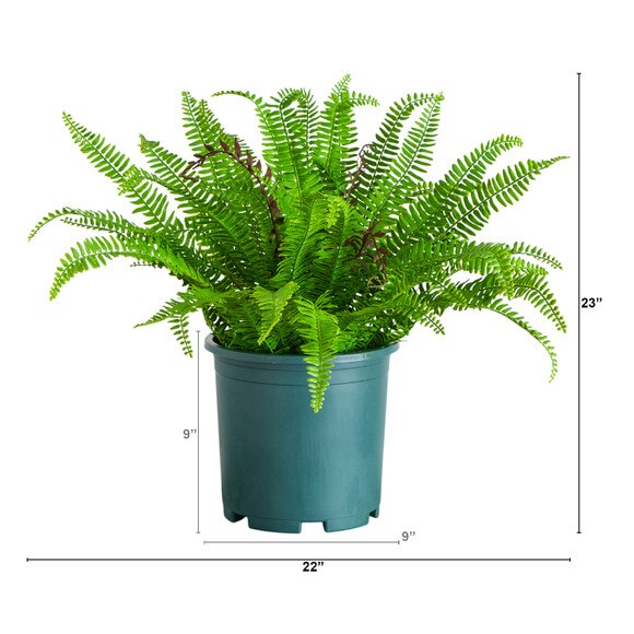 23-in UV Resistant Artificial Boston Fern Plant Indoor/Outdoor - SKU #P2174 - 1