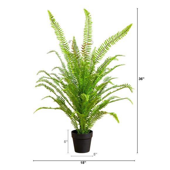 3-ft UV Resistant Artificial Boston Fern Potted Plant Indoor/Outdoor - SKU #P2179 - 1
