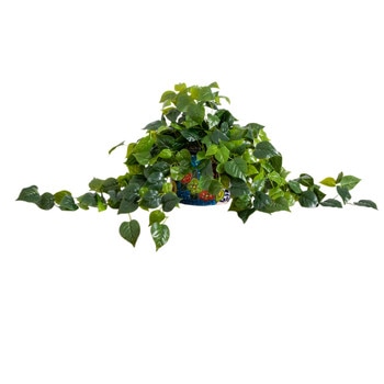 42 UV Resistant Artificial Philodendron in Handmade Mexican Talavera Ceramic Planter Indoor/Outdoor - SKU #P2195