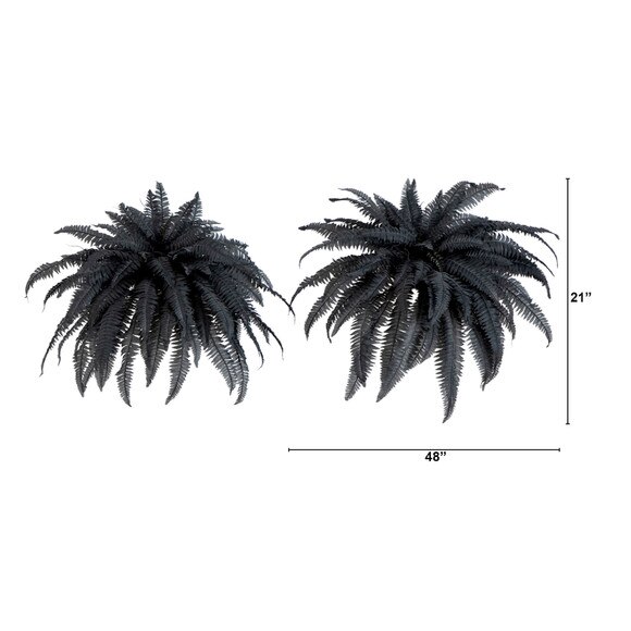 48-in Artificial Halloween Black Boston Fern - Set of 2 - SKU #P2198-S2 - 1