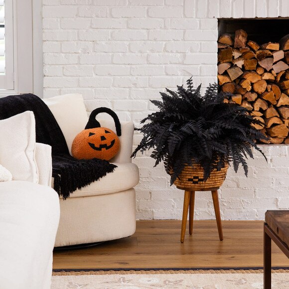 19-in Artificial Halloween Black Boston Fern - Set of 6 - SKU #P2199-S6 - 5