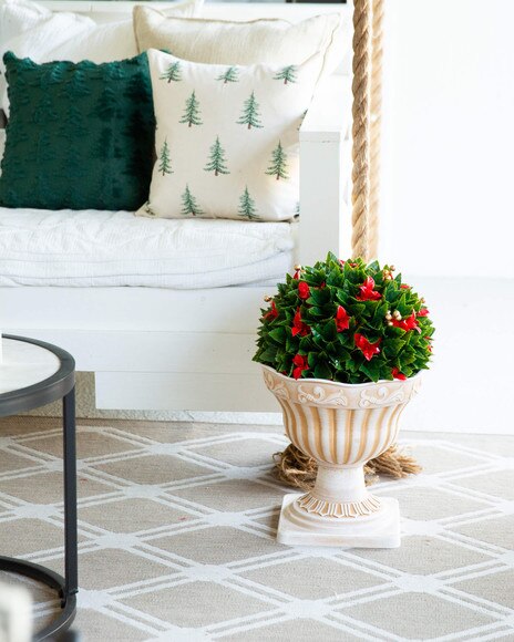 22-in UV Resistant Artificial Red Tip Photinia Christmas Ball in Classic Decorative Planter Indoor/Outdoor - SKU #P2208 - 4