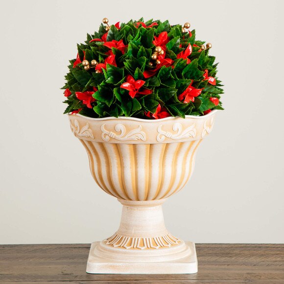22-in UV Resistant Artificial Red Tip Photinia Christmas Ball in Classic Decorative Planter Indoor/Outdoor - SKU #P2208 - 5