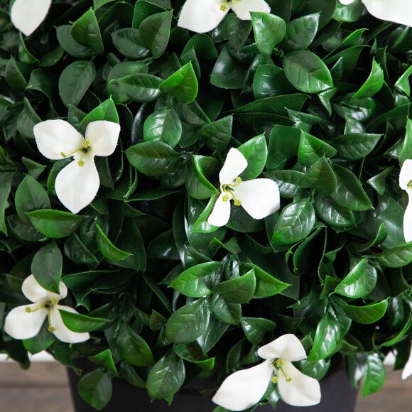 15-in UV Resistant Artificial Boxwood and Gardenia Topiary Plant Indoor/Outdoor - SKU #P2214 - 2