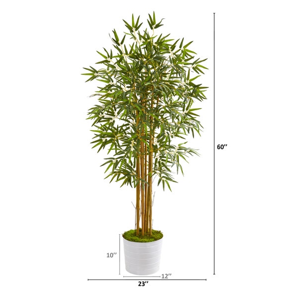 5 Bamboo Artificial Tree in White Tin Planter - SKU #T1017 - 2