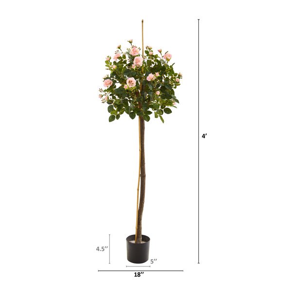 4 Rose Topiary Artificial Tree - SKU #T1018 - 1