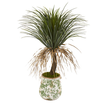 38 Pony Tail Palm Artificial Plant in Floral Planter - SKU #T1037